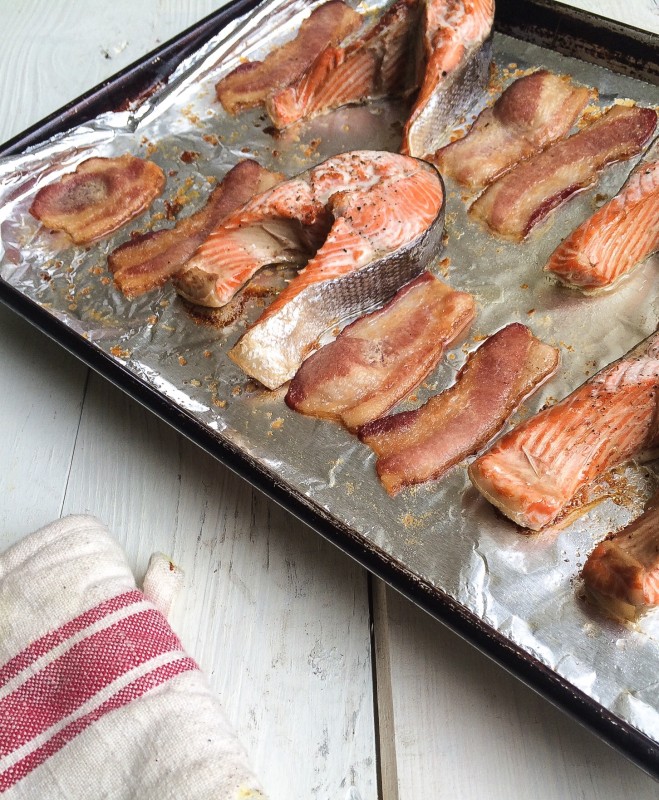 Roast Salmon BLT on tray