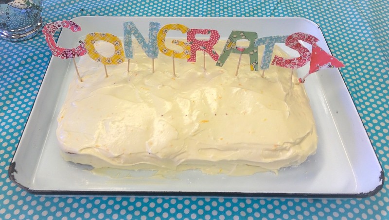 Congrats Cake with Vintage Fabric Scraps