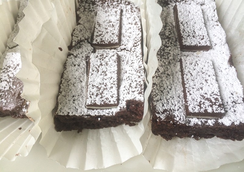 Bittersweet Chocolate Blondies with Andes Mints