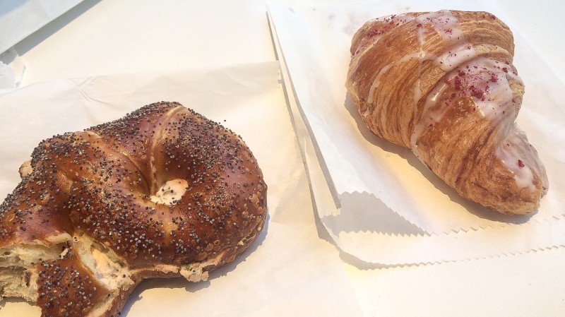 Pretzel and Rose Croissant at Nuvrei Bakery, Portland