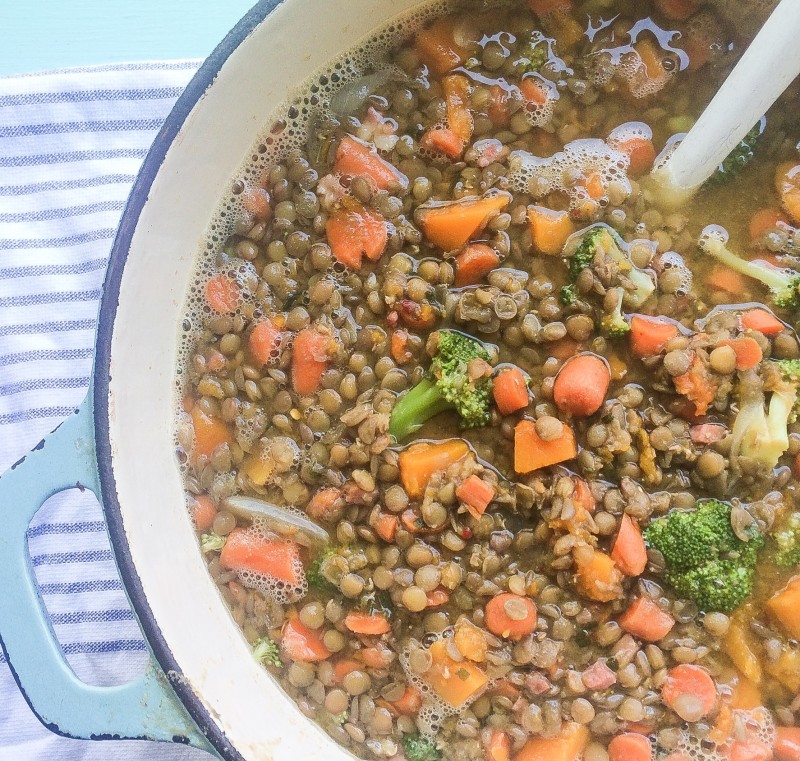 Lentil and Butternut Squash Soup with Prosiutto
