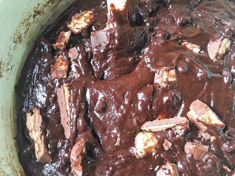 Brownie Base for Snickers-Caramel Dark Chocolate Brownies