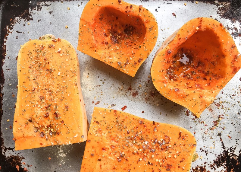 Butternut Squash to be roasted for Black Bean Chili