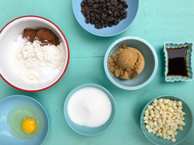 Ingredients for Triple Chocolate Fudge Cookies