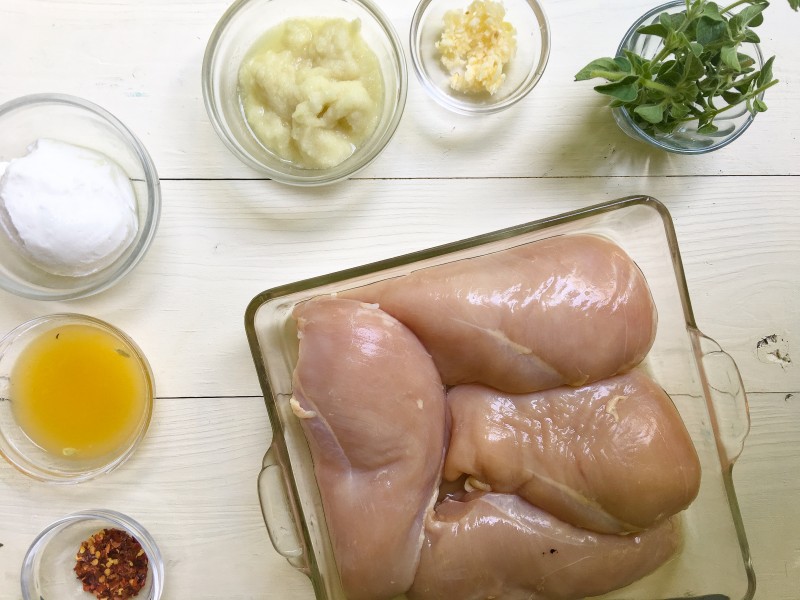 Ingredients for Greek Marinated Chicken from Lemonade Cookbook