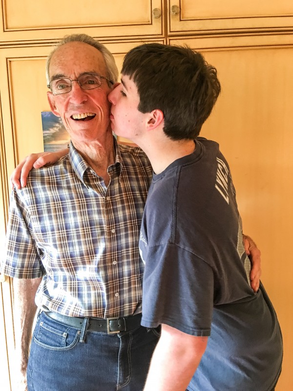 Oliver and Grandpa in Kitchen