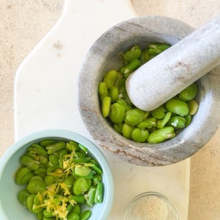 Making Fava Bean Smash