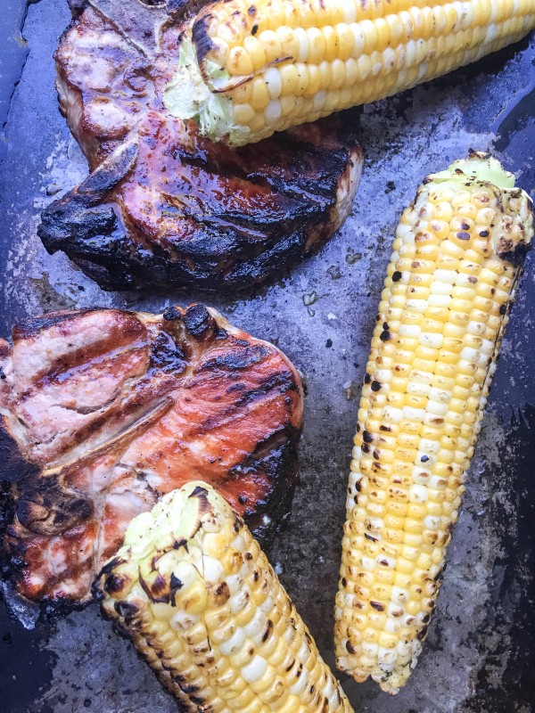 Corn and Chops Hot off the grill