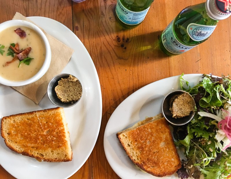 Lunch at Tabor Bread -- Grilled Cheese and Soup and Salad