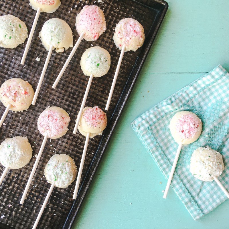 White Chocolate Peppermint Bark Lollypops