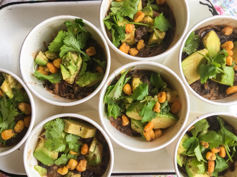 Black Bean Soup with Avocado and Corn Nuts Pay it forward Friday