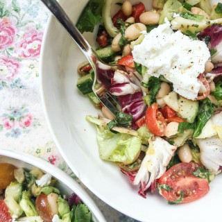 White Bean Salad with Tomatoes, Avocado, Cucumbers and Herbs