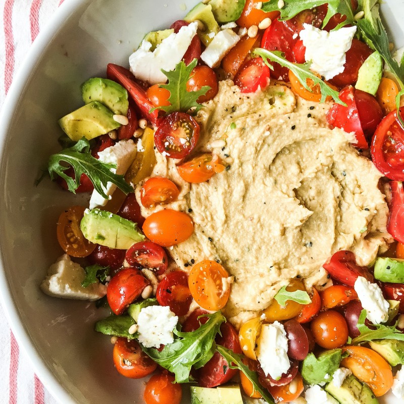 Tomato Salad with Feta and Hummous