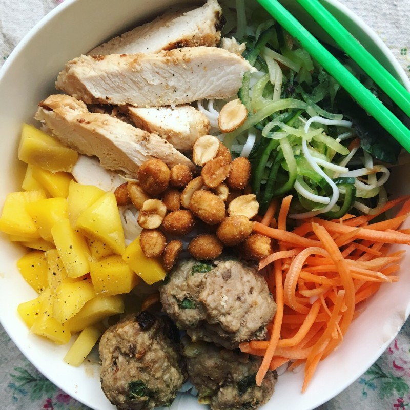 Chicken and Meatball Noodle Bowl