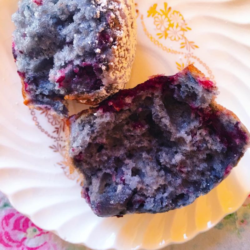 Blackberry Muffins with Almond Glaze