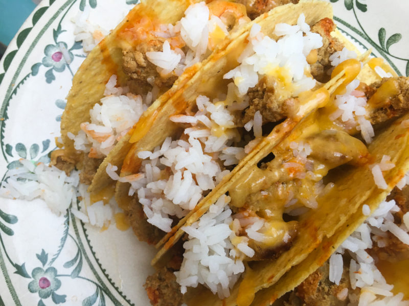 tacos with melted cheese